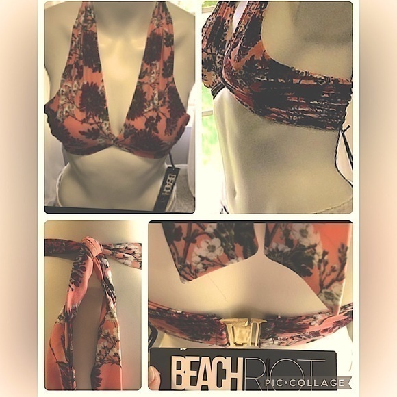 BeachRiot Pretty in the Street Rouched Sides Bikini Halter Top NWT TAG ($100) - Picture 1 of 8